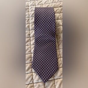 Christian Dior Silk Necktie Purple Geometric Designer Tie Made Italy
